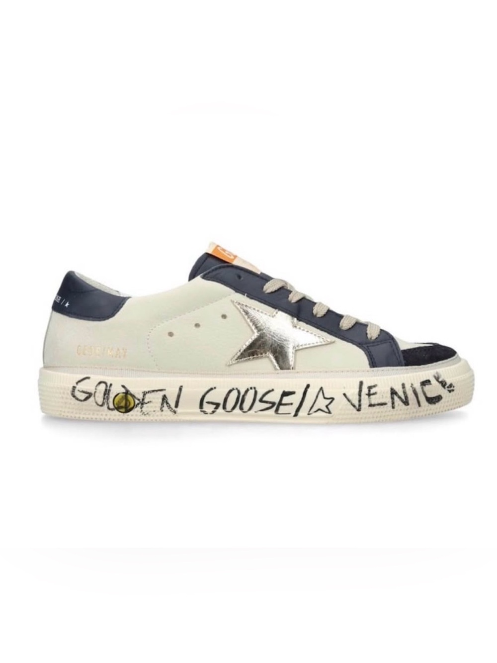 Golden Goose Men’s White, Navy & Silver Superstar Sneaker